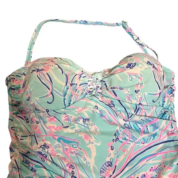Lilly Pulitzer Bayside Michaelina Swim Tankini Top Women’s 8 Blue Resortwear - Picture 4 of 11